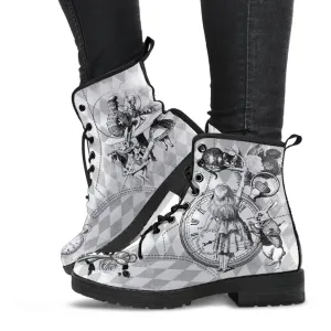 Combat Boots - Alice in Wonderland Gifts #63 Classic Series | Birthday Gifts, Gift Idea, Women's Boots, Custom Shoes, Vegan Shoes, 90s Boots