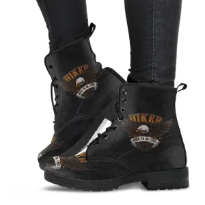 Combat Boots - Biker Boots #11 | Women's Black Hipster Boots, Vegan Leather Lace Up Boots, Men's Leather Boots, Custom Shoes