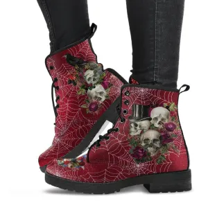 Combat Boots - Goth Shoes #21 Spiderweb Boots | Vegan Leather Lace Up Boots Women, Handmade Lace Up Boots, Women's Boots, Custom Shoes