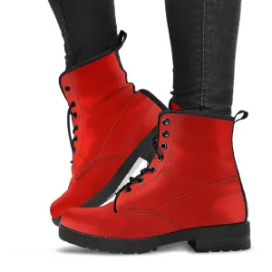 Combat Boots - Gradient Red | Red Combat Boots, Goth Boots, Handmade Boots, Vegan Leather Lace Up Boots, Custom Boots for Women