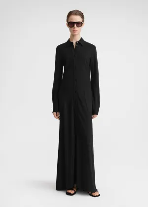 Flowing jersey shirtdress black